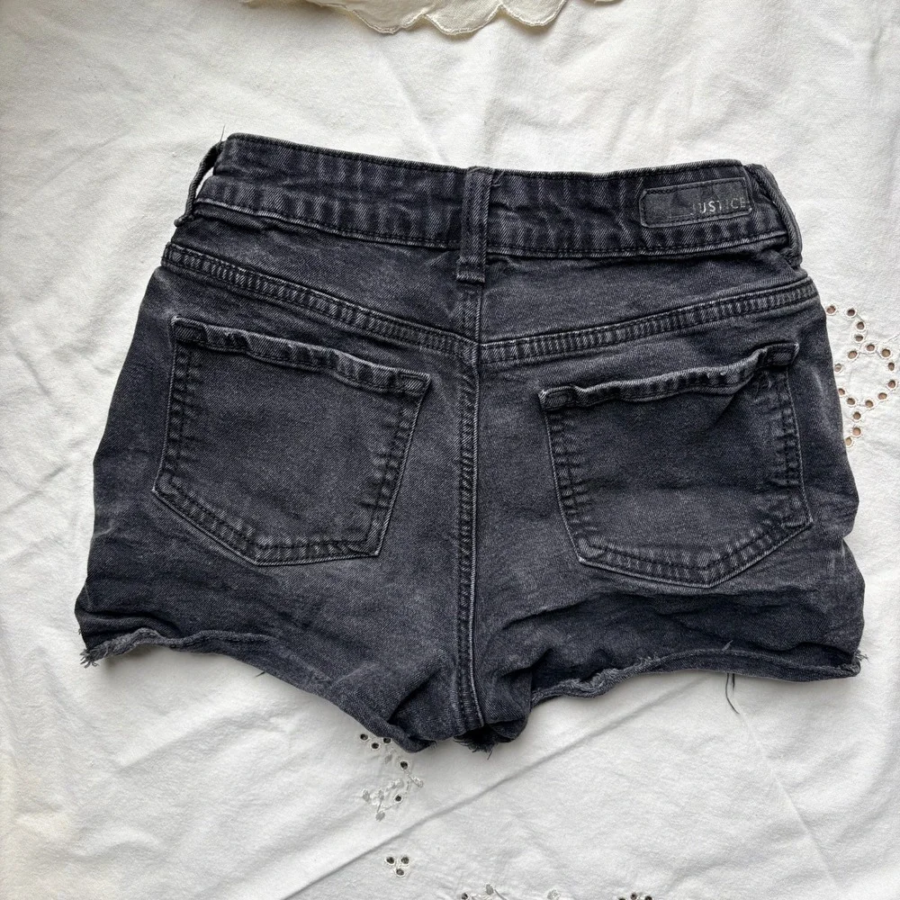 Justice Peace Embroidered Design Denim Mini Mom Shorts Size 14 Girls Teen